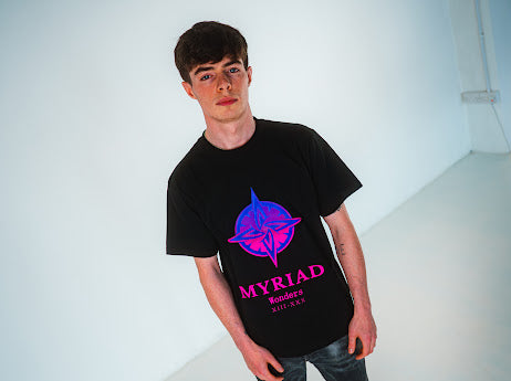 Myriad Wonders: black t-shirt